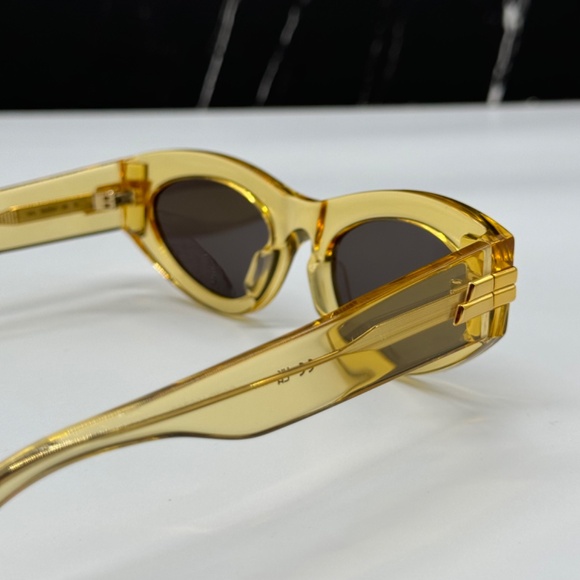 NEW BV1189S 004 BOTTEGA VENETA YELLOW GREY OVAL WOMEN SUNGLASSES - Picture 6 of 8